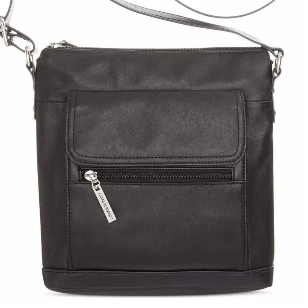 NEW GIANNI BERNINI BLACK LEATHER NAPPA NS CROSSBODY